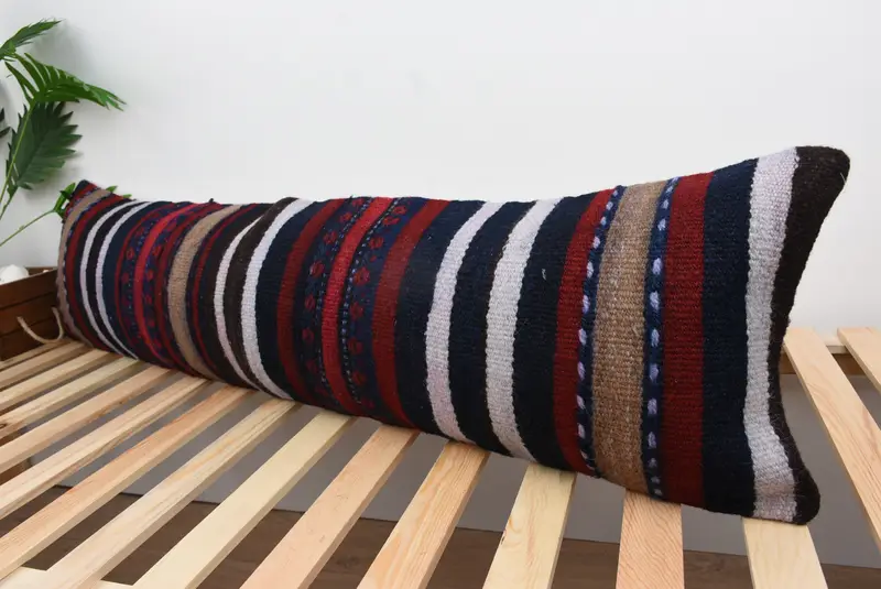 Pillow Case, Designer Throw Cushion, Kilim Cushion Sham, Interior Designer Pillow, 12x48 Brown Cushion Cover, Throw Kilim Pillow - 5
