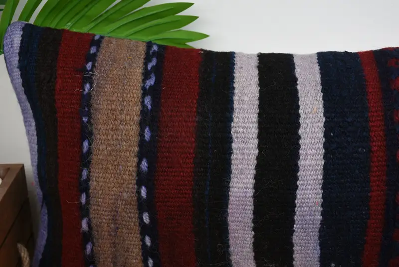 Pillow Case, Designer Throw Cushion, Kilim Cushion Sham, Interior Designer Pillow, 12x48 Brown Cushion Cover, Throw Kilim Pillow - 2