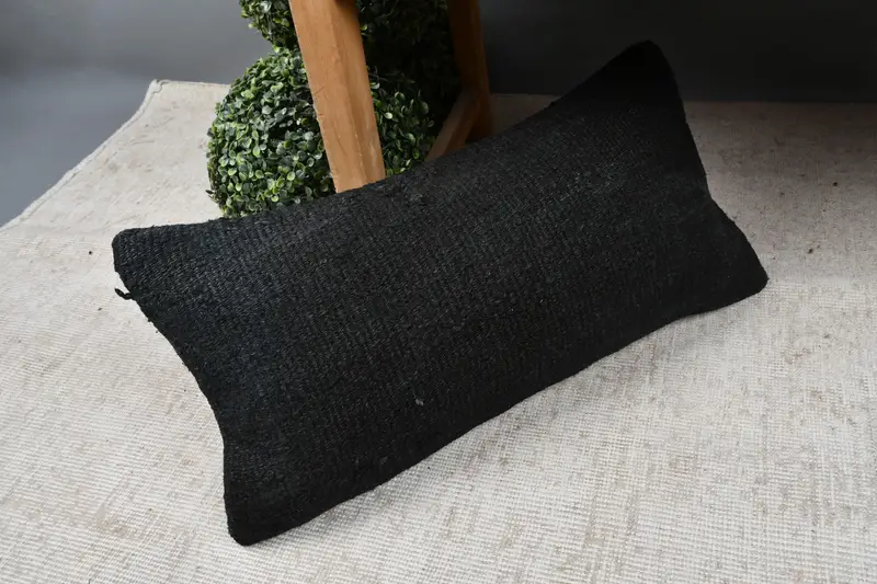 12x24 Black Cushion, Sofa Cushion Cover, Vintage Kilim Throw Pillow, Pillow for Couch, Oriental Pillow, Pillow Cover, Pillow for Sofa - 7