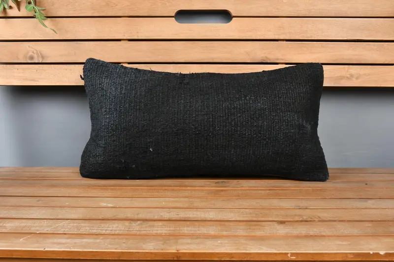 12x24 Black Cushion, Sofa Cushion Cover, Vintage Kilim Throw Pillow, Pillow for Couch, Oriental Pillow, Pillow Cover, Pillow for Sofa - 6