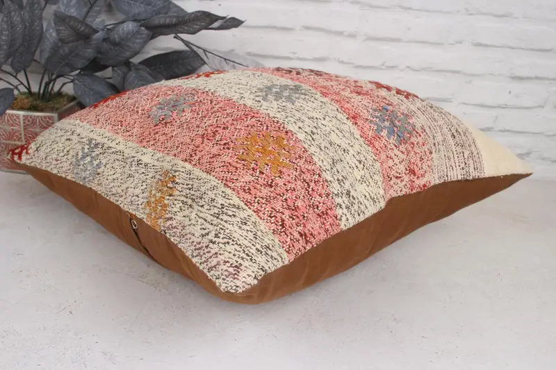 Kilim Pillow Cover, Vintage Pillow, Home Decor Pillow, Antique Pillows, 20x20 Red Cushion, Anatolian Cushion Case, Cushion Cover - 6