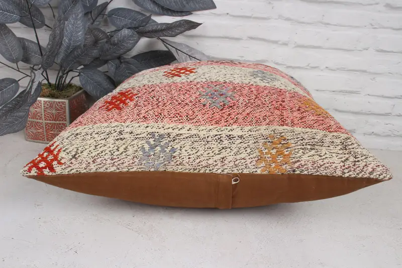 Kilim Pillow Cover, Vintage Pillow, Home Decor Pillow, Antique Pillows, 20x20 Red Cushion, Anatolian Cushion Case, Cushion Cover - 5