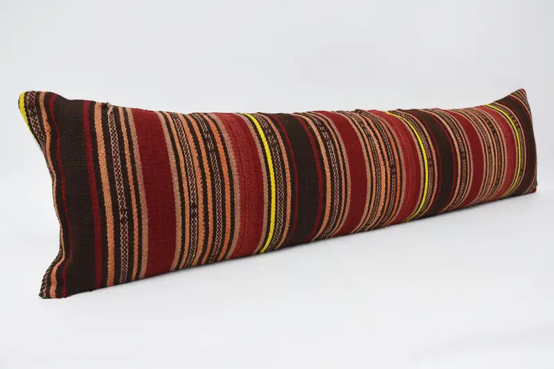 Cushion, Outdoor Throw Cushion Cover, Turkish Kilim Pillow, Pillow for Sofa, Retro Cushion, Handmade Kilim Cushion, 12x48 Red Cushion Case - 3