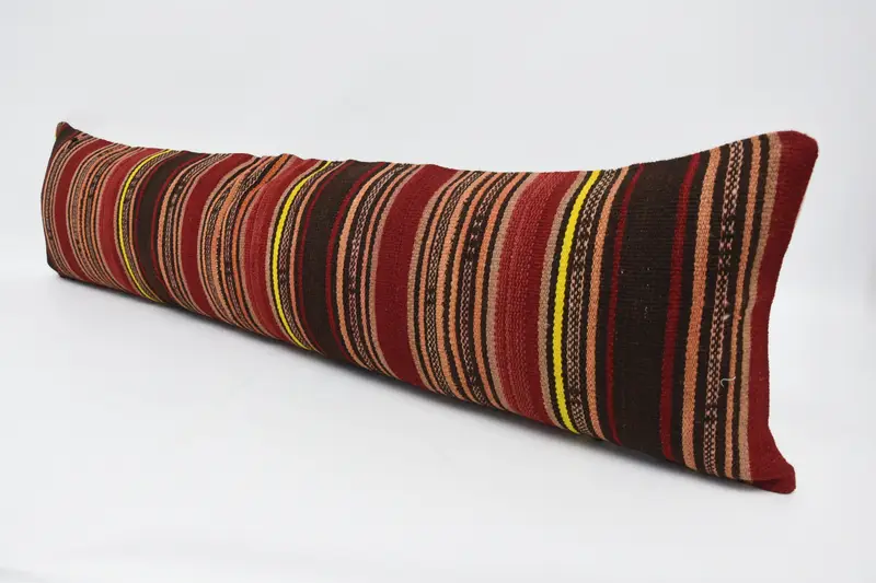 Cushion, Outdoor Throw Cushion Cover, Turkish Kilim Pillow, Pillow for Sofa, Retro Cushion, Handmade Kilim Cushion, 12x48 Red Cushion Case - 4