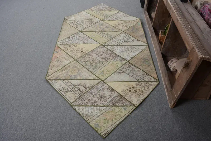 グリーン オンブレ ラグ、3.8x7.8 フィート エレガントでモダンな装飾