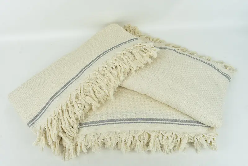 Grandma Gift, Organic Throw, Turkish Towel Blanket, Bachelorette Gifts, Boho Throw Blankets, Bachelorette Party Favors, 94x92 Cotton Striped Towel - 6