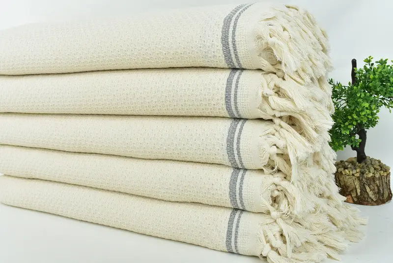 Grandma Gift, Organic Throw, Turkish Towel Blanket, Bachelorette Gifts, Boho Throw Blankets, Bachelorette Party Favors, 94x92 Cotton Striped Towel - 3