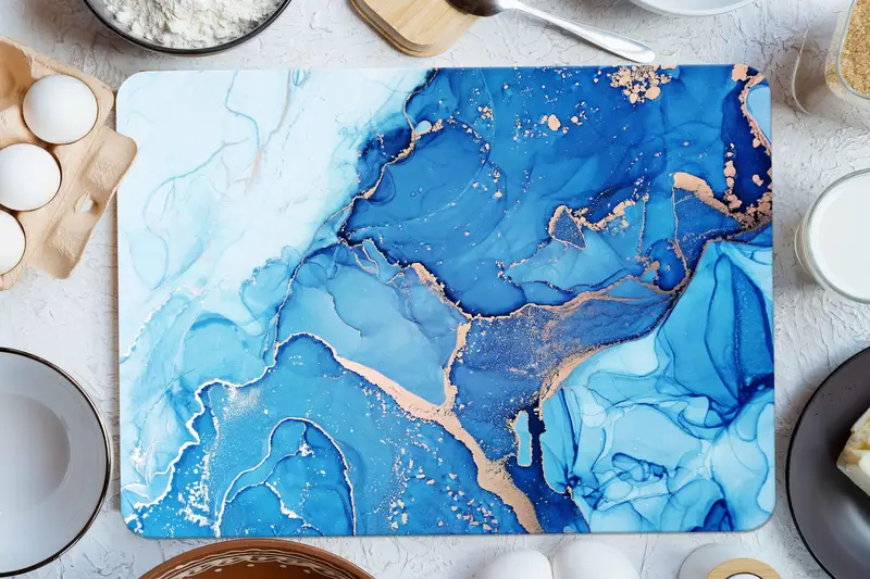 ブルーマーブルガラスまな板、現代的な高級キッチンの必需品