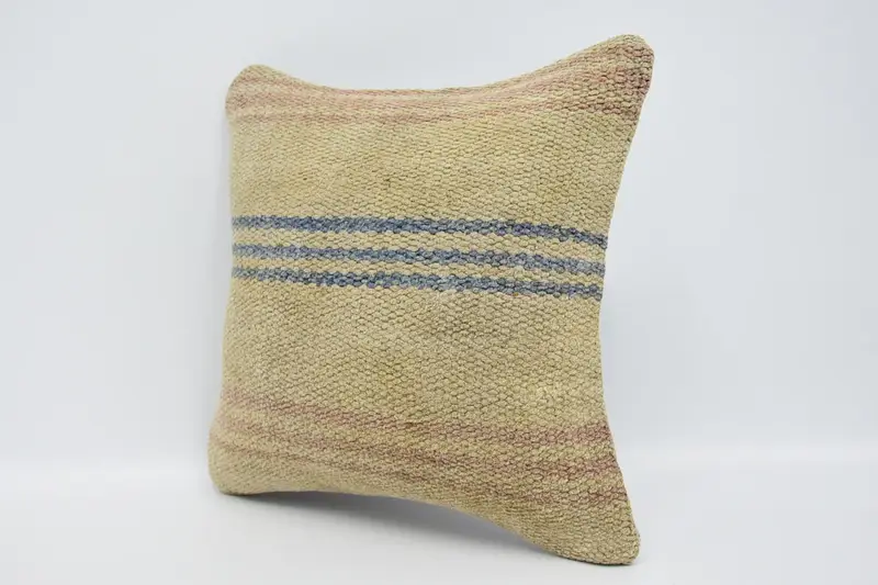 Home Decor Pillow, Toss Pillow Sham, Muted Cushion Cover, Pillow Cover, Ethnical Kilim Rug Pillow, 16x16 Beige Pillow Sham, Gift Pillow - 4