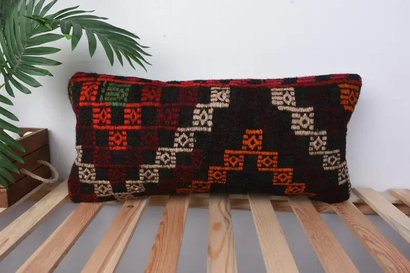 12x24 Orange Pillow Cover, Hippie Throw Pillow Case, Pillow Case, Interior Designer Pillow, Indoor Pillow Cover, Turkish Kilim Pillow, Gift Pillow - 1