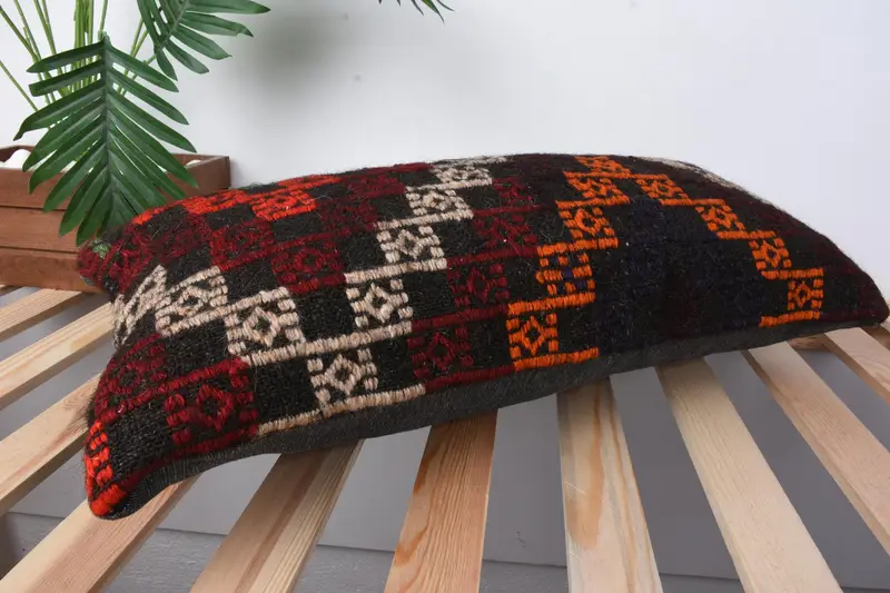 12x24 Orange Pillow Cover, Hippie Throw Pillow Case, Pillow Case, Interior Designer Pillow, Indoor Pillow Cover, Turkish Kilim Pillow, Gift Pillow - 6