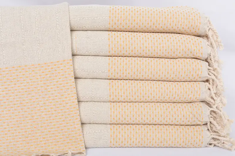 Turkish Hand Towel Mustard Polka Dot Dish Towel, 40x20 Inches