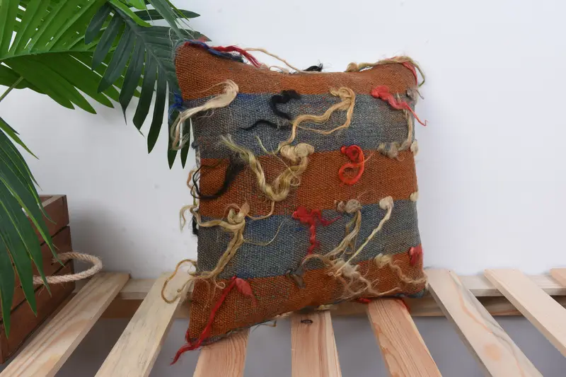 Ethnical Kilim Rug Pillow, 12x12 Blue Pillow, Kilim Cushion Sham, Pillow, Traditional Cushion Cover, Interior Designer Pillow - 4