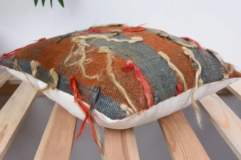 Ethnical Kilim Rug Pillow, 12x12 Blue Pillow, Kilim Cushion Sham, Pillow, Traditional Cushion Cover, Interior Designer Pillow - 6