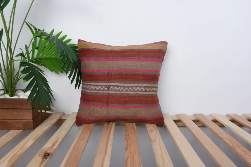 Interior Designer Pillow, 16x16 Red Pillow Cover, Antique Pillows, Ethnic Throw Pillow, Kilim Pillow, Pillow, Luxury Pillow Sham, Yoga Cushion Cover - 1