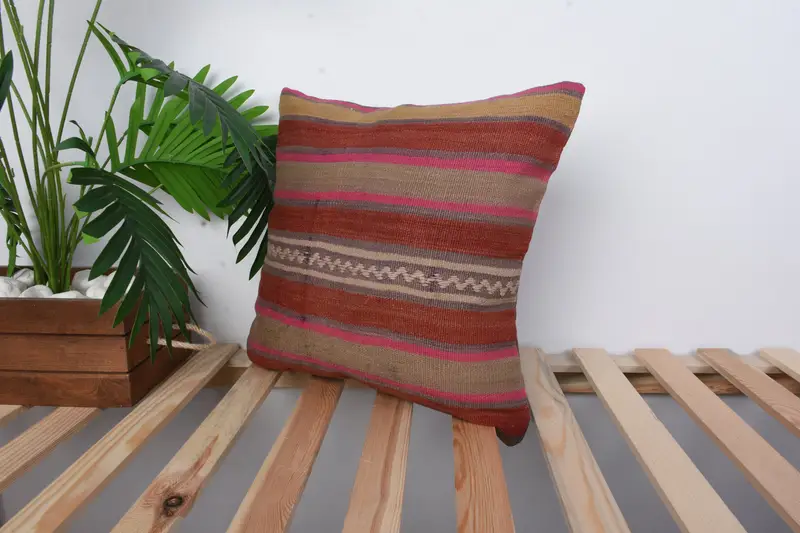 Interior Designer Pillow, 16x16 Red Pillow Cover, Antique Pillows, Ethnic Throw Pillow, Kilim Pillow, Pillow, Luxury Pillow Sham, Yoga Cushion Cover - 5