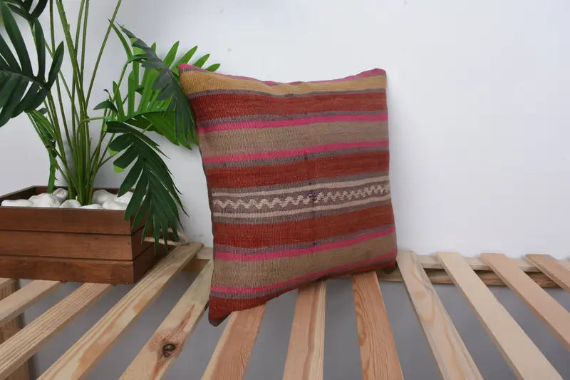 Interior Designer Pillow, 16x16 Red Pillow Cover, Antique Pillows, Ethnic Throw Pillow, Kilim Pillow, Pillow, Luxury Pillow Sham, Yoga Cushion Cover - 4