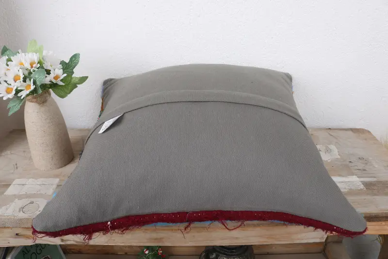 Armchair Cushion Case, Pillow for Couch, 16x16 Green Pillow, Handmade Kilim Cushion, Cushion Case, Christmas Pillow Case, Antique Pillows - 7