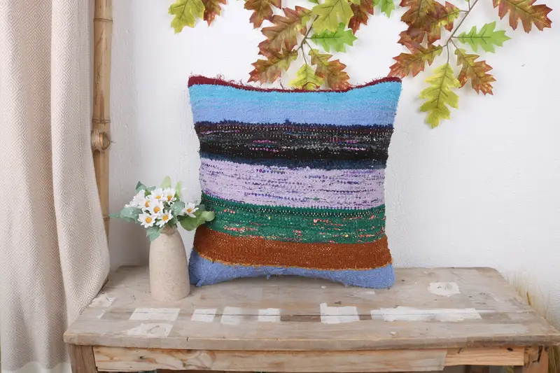 Armchair Cushion Case, Pillow for Couch, 16x16 Green Pillow, Handmade Kilim Cushion, Cushion Case, Christmas Pillow Case, Antique Pillows - 1
