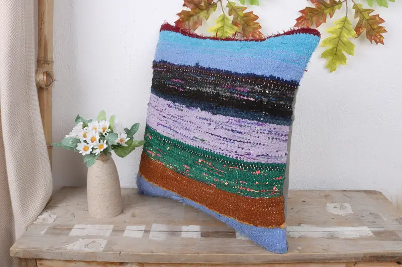 Armchair Cushion Case, Pillow for Couch, 16x16 Green Pillow, Handmade Kilim Cushion, Cushion Case, Christmas Pillow Case, Antique Pillows - 4