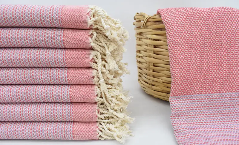 Personalized Pink-Lilac Geometric Turkish Cotton Towel, 70x40 Inches