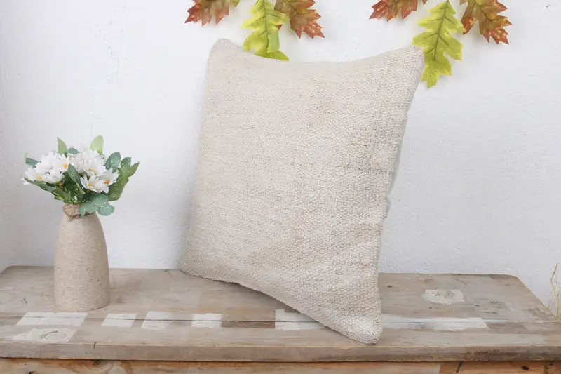 Vintage Kilim Pillow, 14x14 White Pillow Sham, Turkish Pillow, Tribal Cushion Cover, Decorative Cushion Case, Pillow Case, Antique Pillows - 4