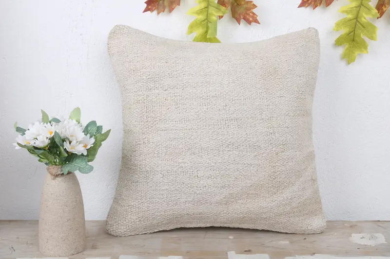 Vintage Kilim Pillow, 14x14 White Pillow Sham, Turkish Pillow, Tribal Cushion Cover, Decorative Cushion Case, Pillow Case, Antique Pillows - 2