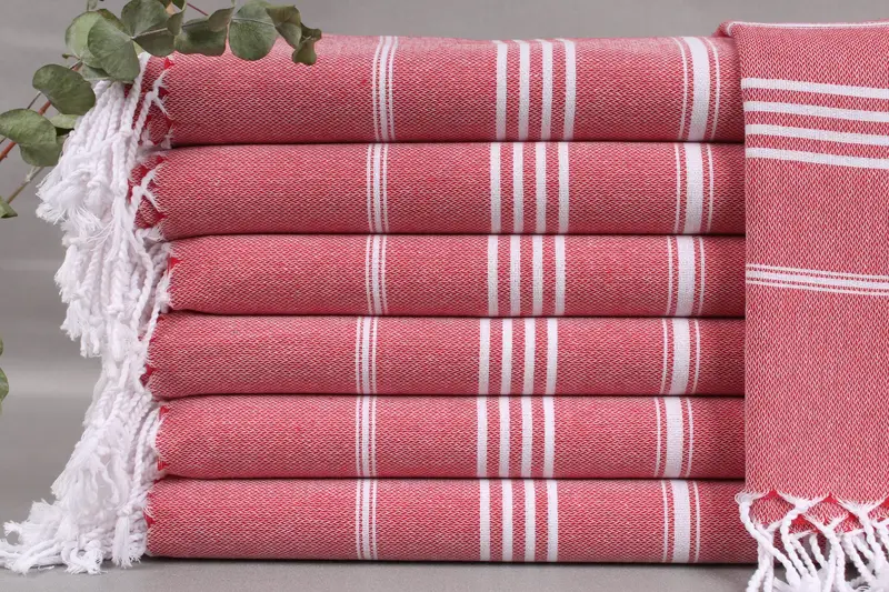 Wholesale Towel Red Striped Beach Towel, 40x71 Inches