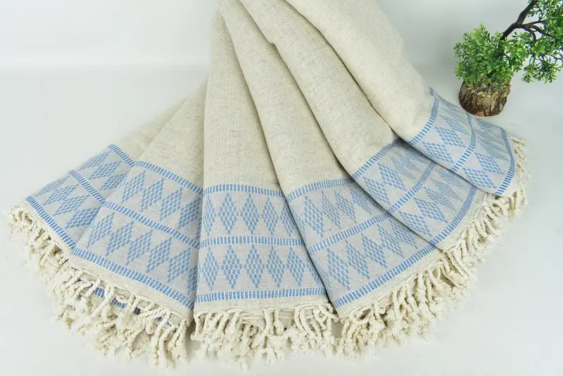 100x88 Cotton Kilim Design Towel, Throw Blanket Couch, Bedspread, Extra Large Tablecloth, Monogram Blanket, Turkish Bedcover, Best Friend Gift Ideas - 4