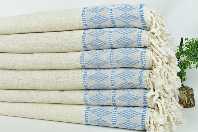 100x88 Cotton Kilim Design Towel, Throw Blanket Couch, Bedspread, Extra Large Tablecloth, Monogram Blanket, Turkish Bedcover, Best Friend Gift Ideas - 3