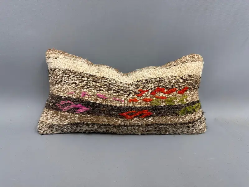 Antique Pillows, Gift Pillow, Turkish Pillow, Cushion, 8x16 Brown Pillow Sham, Bright Cushion Cover, Decorative Bolster Pillow - 1