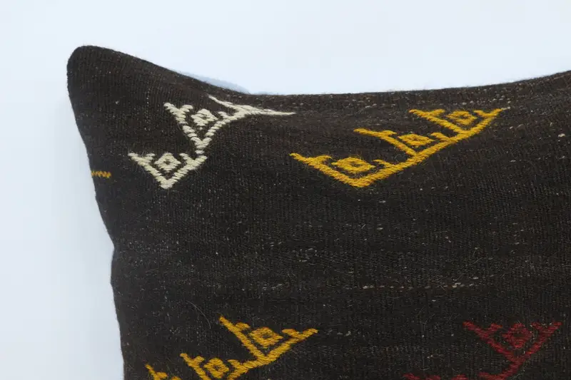 Vintage Kilim Throw Pillow, Pillow for Couch, Antique Pillows, Wool Kilim Pillow Pillow Case, 28x28 Brown Pillow Sham, Pillow Sham - 2