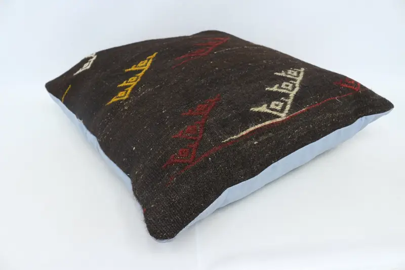 Vintage Kilim Throw Pillow, Pillow for Couch, Antique Pillows, Wool Kilim Pillow Pillow Case, 28x28 Brown Pillow Sham, Pillow Sham - 6