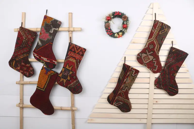 クリスマスオーナメントパターン、幅7インチの高級クリスマスストッキング