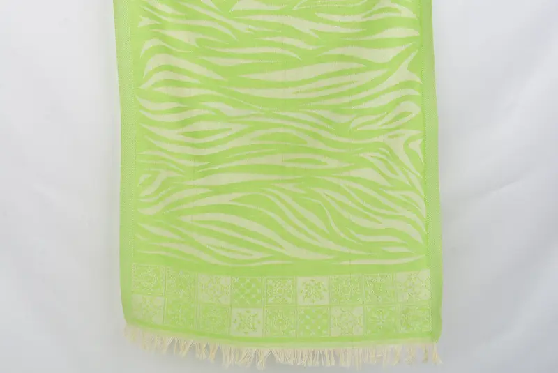 Personalized Decorative Kitchen Towel, Green Patterned Cotton, 20x28 Inches