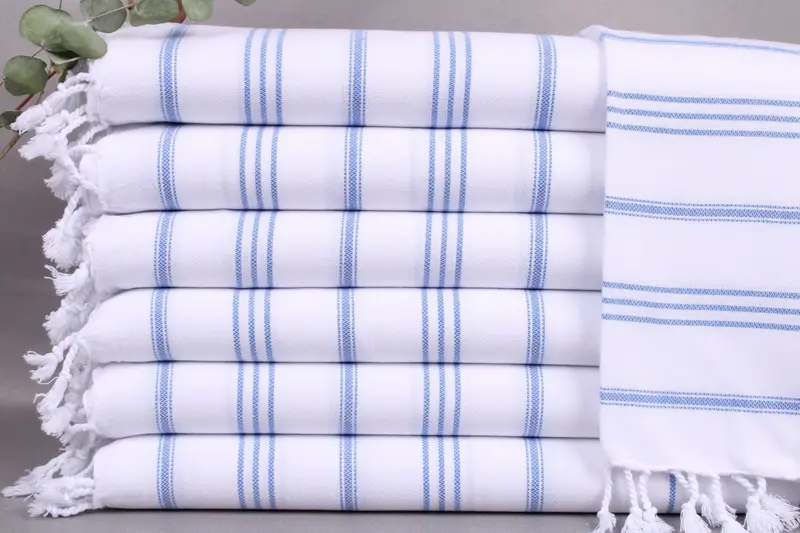 Embroidered Hand Towel Monogrammed Blue Striped, 24x36 Inches