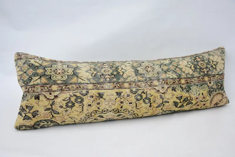 Kilim Pillow Cover, 16x48 Yellow Pillow Sham, Sofa Bolster Pillow, Hippie Throw Pillow Cover, Home Decor Pillow, Cushion, Boho Pillow Sham Cover - 3