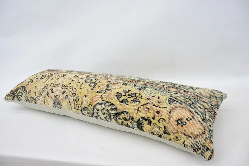 Kilim Pillow Cover, 16x48 Yellow Pillow Sham, Sofa Bolster Pillow, Hippie Throw Pillow Cover, Home Decor Pillow, Cushion, Boho Pillow Sham Cover - 6