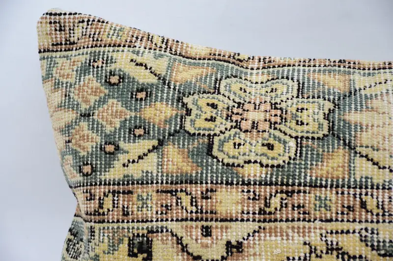 Kilim Pillow Cover, 16x48 Yellow Pillow Sham, Sofa Bolster Pillow, Hippie Throw Pillow Cover, Home Decor Pillow, Cushion, Boho Pillow Sham Cover - 2