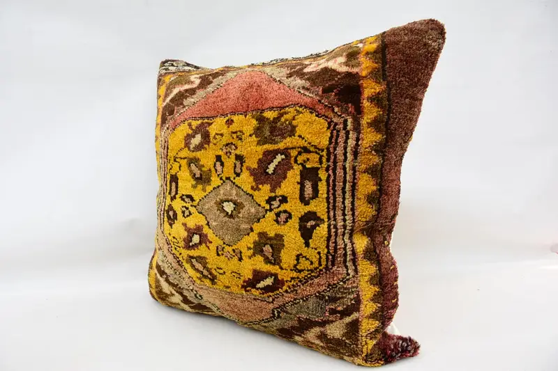 32x32 Brown Pillow, Vintage Kilim Pillow, Bench Cushion, Pillow Case, Traditional Pillow, Custom Cushion, Antique Pillows, Pillow for Sofa - 5