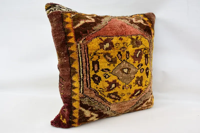 32x32 Brown Pillow, Vintage Kilim Pillow, Bench Cushion, Pillow Case, Traditional Pillow, Custom Cushion, Antique Pillows, Pillow for Sofa - 3