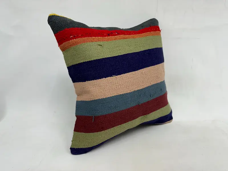 Home Decor Pillow, Patio Pillow, 20x20 Green Cushion Case, Boho Pillow Sham Cover, Ethnical Kilim Rug Pillow, Farmhouse Cushion Cover, Pillow - 3