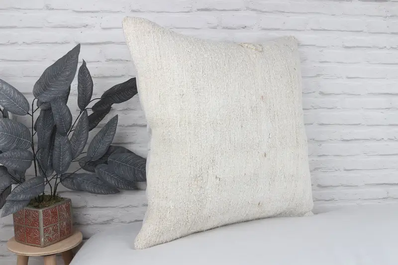 24x24 White Pillow Sham, Cushion Case, Throw Kilim Pillow, Kilim Cushion Sham, Accent Cushion Case, Home Decor Pillow, Retro Throw Cushion Case - 3