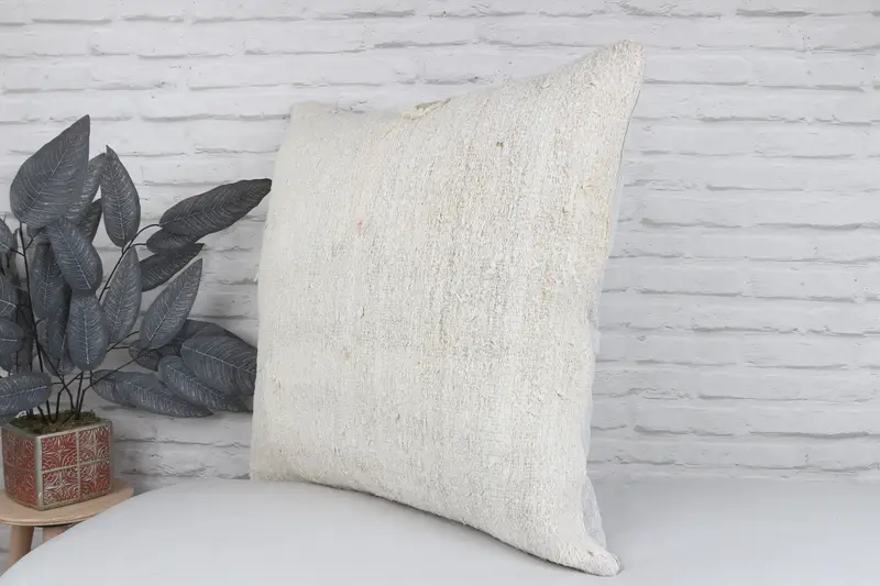 24x24 White Pillow Sham, Cushion Case, Throw Kilim Pillow, Kilim Cushion Sham, Accent Cushion Case, Home Decor Pillow, Retro Throw Cushion Case - 4