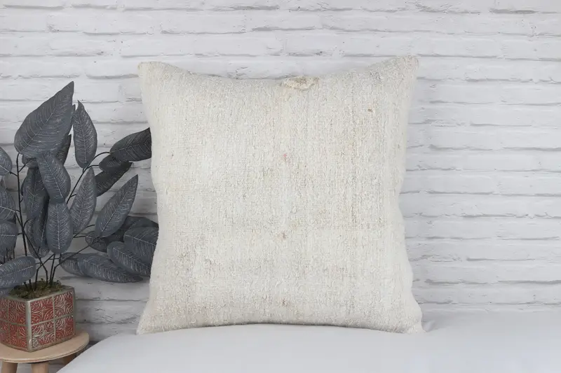 24x24 White Pillow Sham, Cushion Case, Throw Kilim Pillow, Kilim Cushion Sham, Accent Cushion Case, Home Decor Pillow, Retro Throw Cushion Case - 2