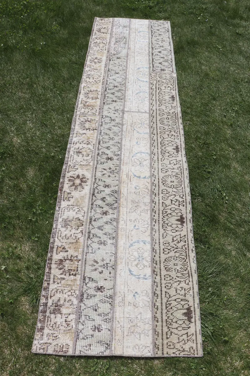 Alfombra de cuadros marrón y blanco, 2,2x8,7 ft Chic Flooring