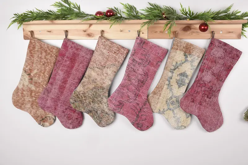 17-Zoll-Weihnachtsstrumpf in Beige und Braun, festlicher Weihnachtsstrumpf