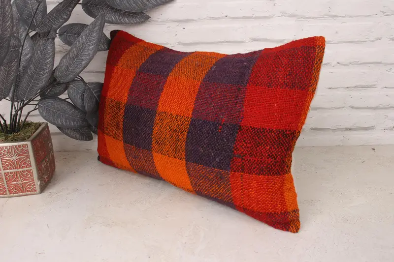 Throw Kilim Pillow, Pillow for Couch, Wholesale Cushion, 12x20 Red Cushion Cover, Kilim Cushion Sham, Christmas Pillow Case, Pillow Sham - 4