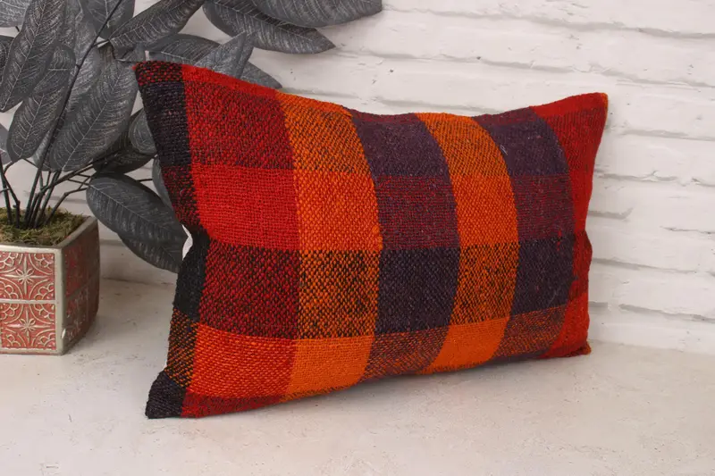 Throw Kilim Pillow, Pillow for Couch, Wholesale Cushion, 12x20 Red Cushion Cover, Kilim Cushion Sham, Christmas Pillow Case, Pillow Sham - 3