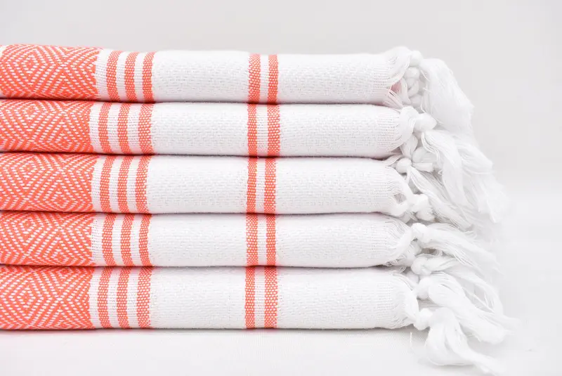 Custom Monogram Kitchen Towel, Orange-White Diamond, 40x18 Inches